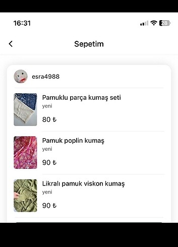 3 parça kumaş
