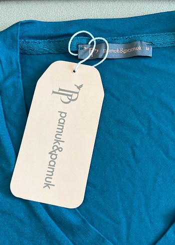 Pamuk Pamuk marka Turkuaz V Yaka Hamile Uzun Kollu Tişört - Görsel 2