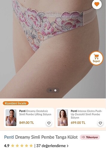 Penti Penti Dreamy Simli Çiçekli Tanga