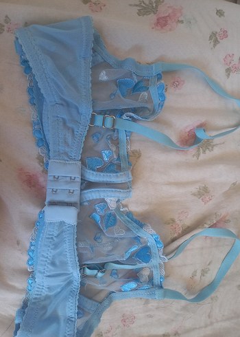 xl Beden Nakışlı Mavi Bohem Vintage Sütyen