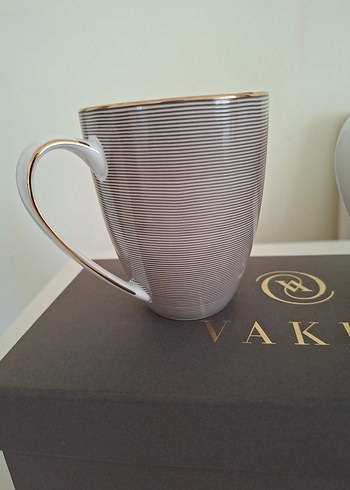 Beden kahverengi Renk Vakko Line 2'li Porselen Mug Seti