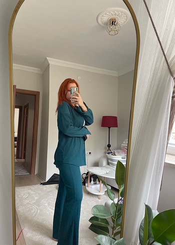 s Beden turkuaz Renk Turkuaz Kadın Keten Takım