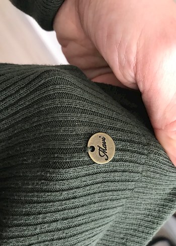 Düğmeli haki renk Xs triko hırka - Görsel 3