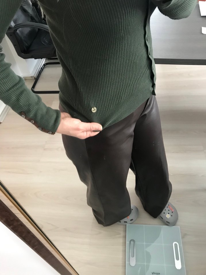 Düğmeli haki renk Xs triko hırka - Görsel 2