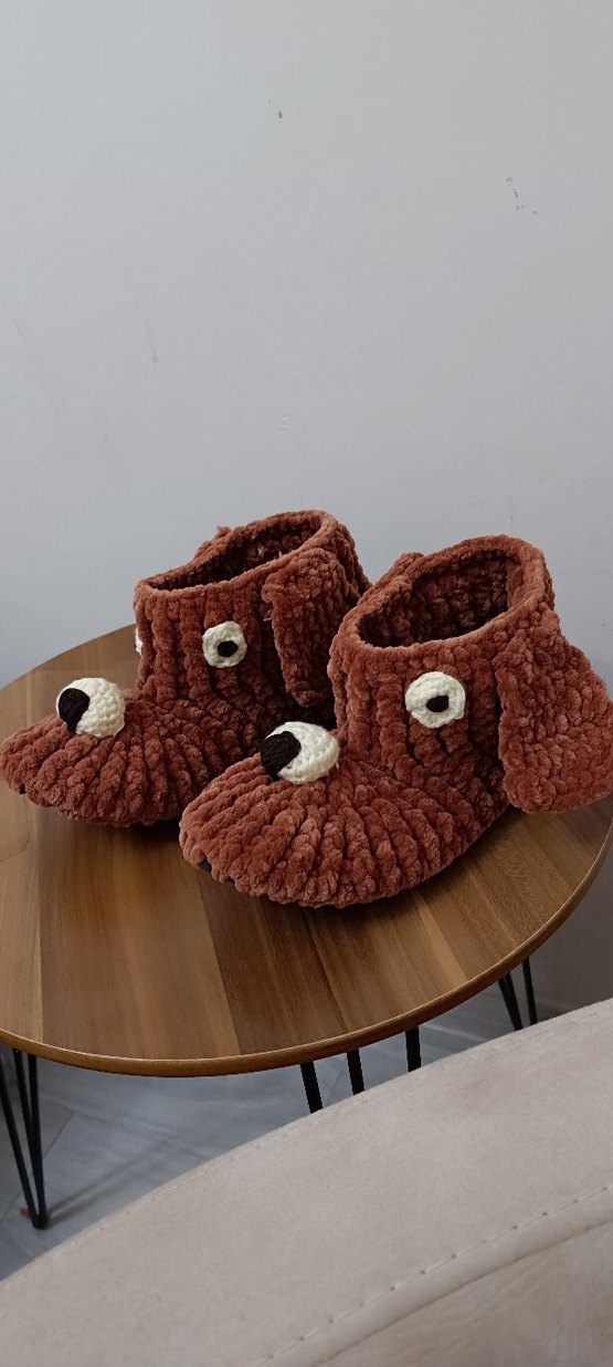 Erkek Çocuk Örgü Sıcak Ev Terliği - Görsel 4