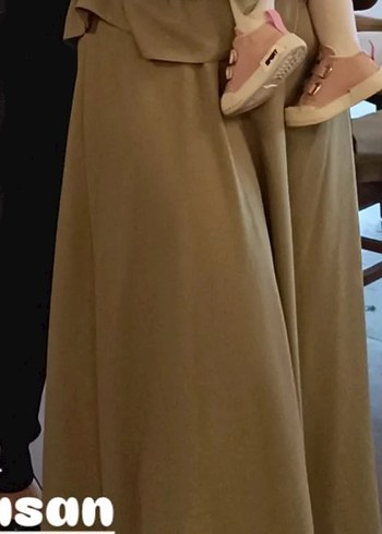 Haki Renk Kemerli Uzun Kadın Elbise - Görsel 3