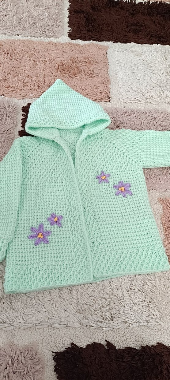 Kız Çocuk Bohem Kapüşonlu Nakışlı Hırka - Görsel 2