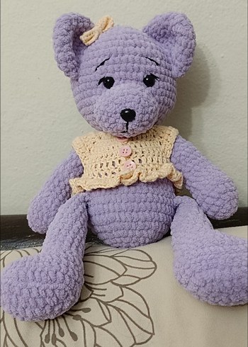Beden Pastel Mor Örgü Peluş Ayıcık