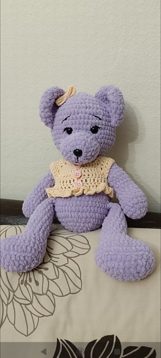 Pastel Mor Örgü Peluş Ayıcık - Görsel 2