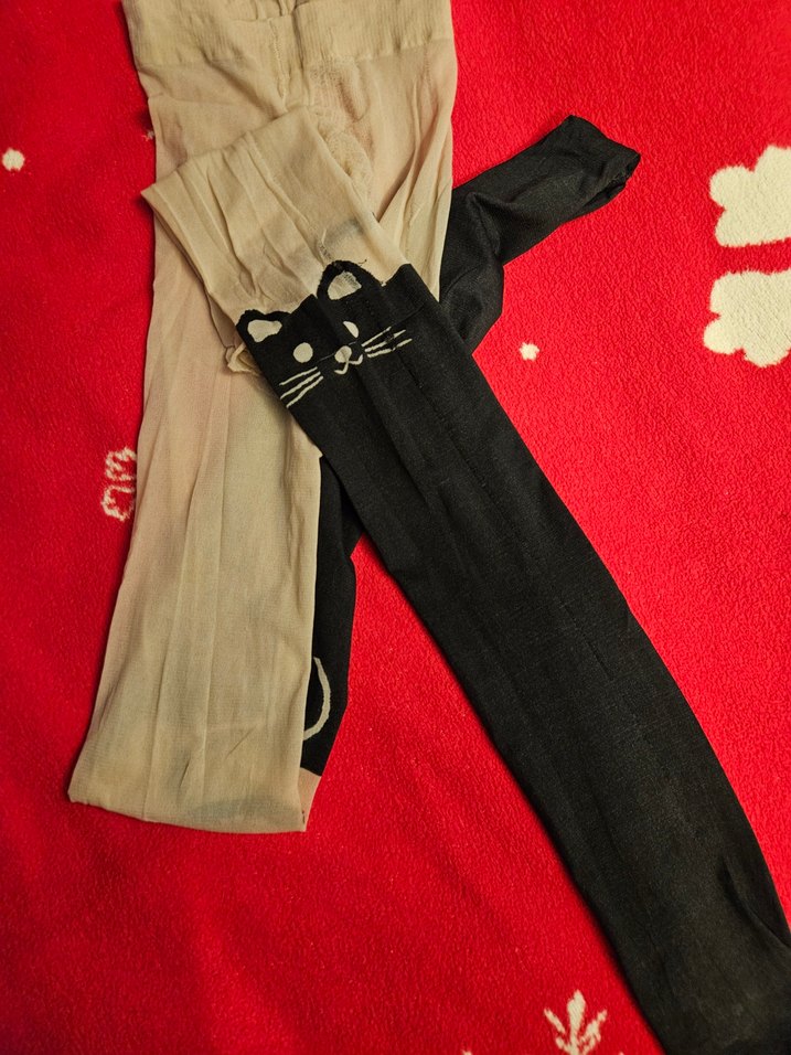 Kedili Desenli Kullanılmış kokulu Yırtık Külotlu Çorap - Görsel 3