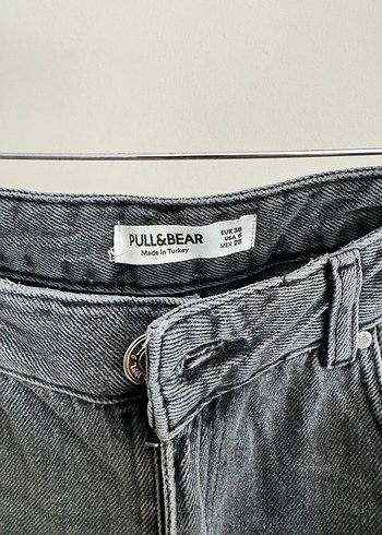 Pull and Bear Gri Mini Denim Kot Şort