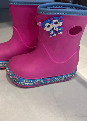 Kız Çocuk Pembe Kauçuk Botlar Velcro