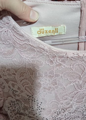 40 Beden Dantel İşlemeli Pembe Uzun Abiye Elbise