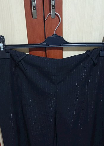 Diğer Parlak Siyah Kadın Kumaş Pantolon