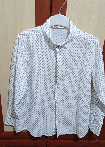 8 Yaş Beden Erkek Çocuk Düğmeli Baskılı uzun Kollu Gömlek