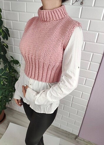 EL YAPIMI PEMBE RENK SÜVETER