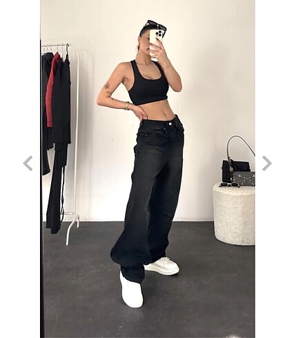 s Beden siyah Renk Füme bol pantolon jean