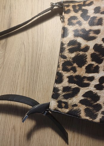 Addax Leopar Desenli Deri Kadın Çanta