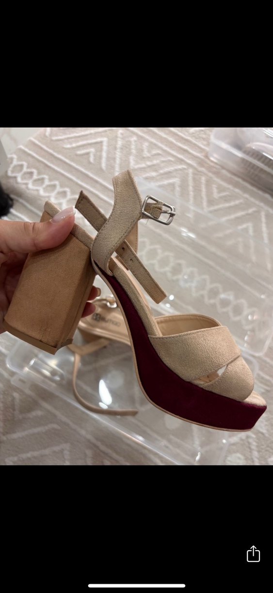 Süet Platform Topuklu Kadın Ayakkabı - Görsel 3