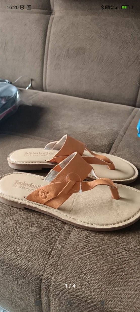 Bej Deri Kadın Dolgu Topuklu Sandalet timbirlend - Görsel 4