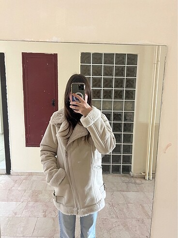 m Beden pull and bear suni kürklü ceket mont