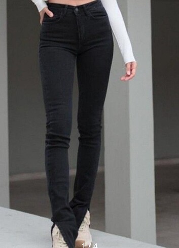 Füme Paça Yırtmaçlı Skinny Jean