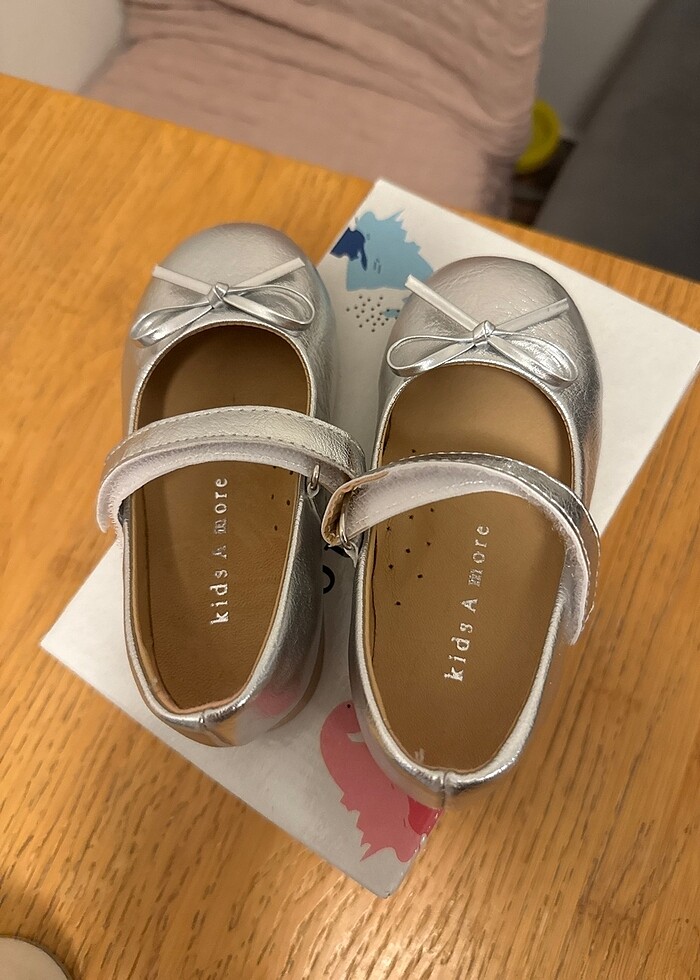 Gerçek deri gümüş rengi kız çocuk babet - Görsel 2