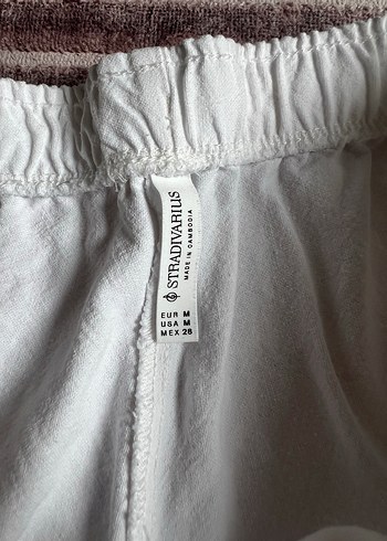 Stradivarius Beyaz keten pantolon