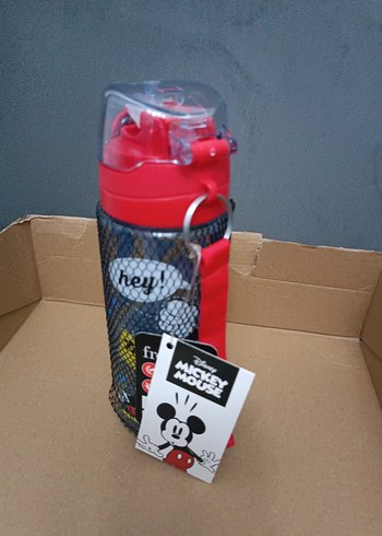 Kırmızı Mickey Mouse Çocuk Matara - Görsel 5