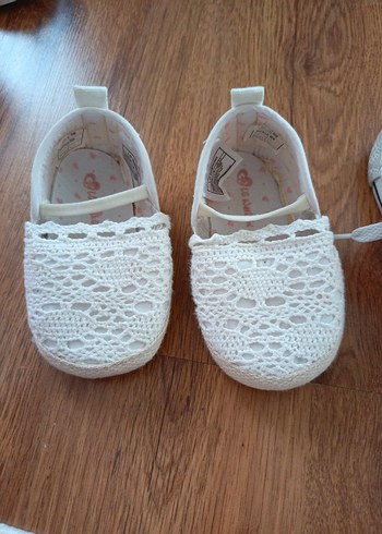 Beyaz Dantel Kız Bebek İlk Adım Ayakkabısı - Görsel 4