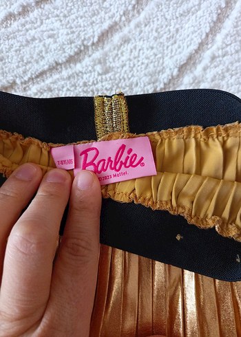 Kız Çocuk Parlak Gold Pileli Etek - Görsel 2