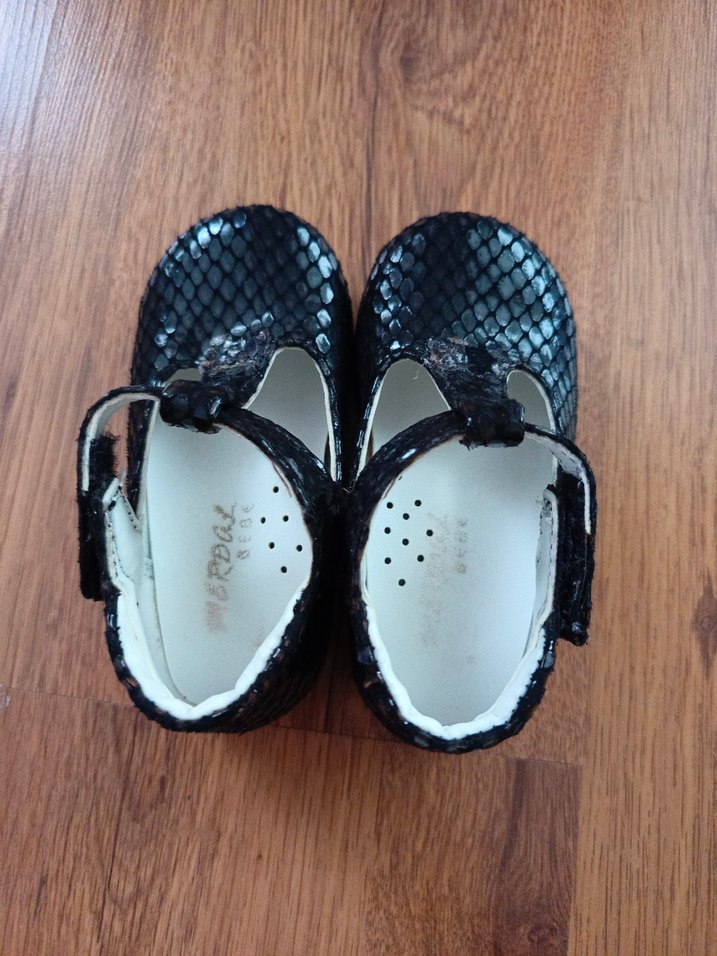 Kız Çocuk Siyah Yılan Derisi Desenli Babet - Görsel 3