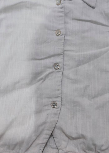 Düğmeli Kolsuz Bej Keten Gömlek - Görsel 2