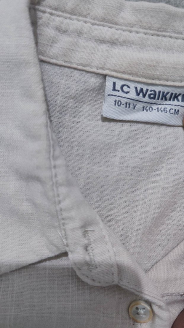 Düğmeli Kolsuz Bej Keten Gömlek - Görsel 3