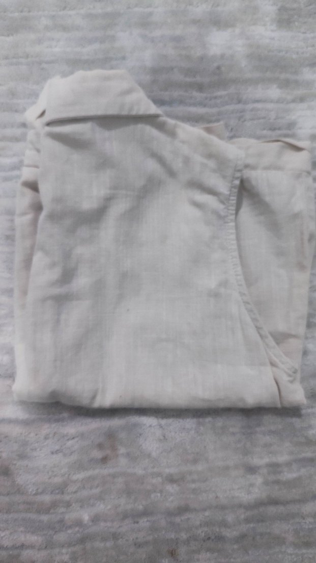 Düğmeli Kolsuz Bej Keten Gömlek - Görsel 4