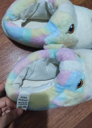 Kız Çocuk Renkli Peluş Ev Terliği - Görsel 3