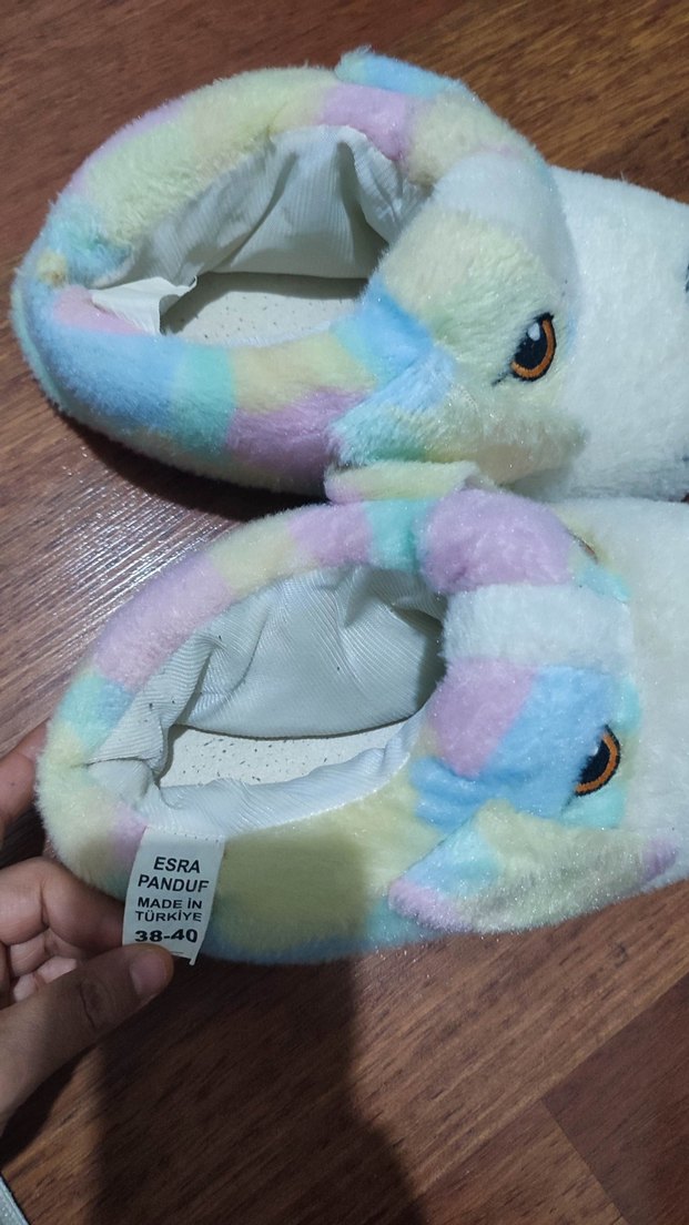 Kız Çocuk Renkli Peluş Ev Terliği - Görsel 3