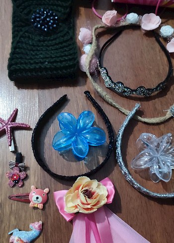 Renkli Boncuklu Çocuk Saç Bantları ve Toka Seti,kolye,bileklik - Görsel 4