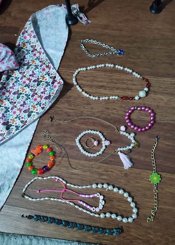 Renkli Boncuklu Çocuk Saç Bantları ve Toka Seti,kolye,bileklik - Görsel 6