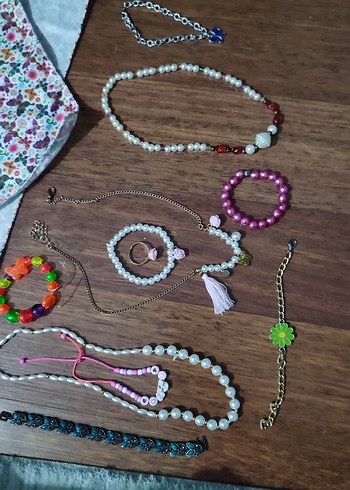 Renkli Boncuklu Çocuk Saç Bantları ve Toka Seti,kolye,bileklik - Görsel 2