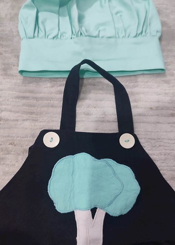 Siyah Baskılı Mutfak Önlüğü ve Şef Şapkası - Görsel 3