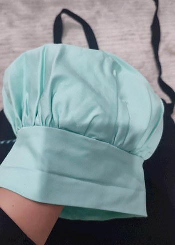 Siyah Baskılı Mutfak Önlüğü ve Şef Şapkası - Görsel 4