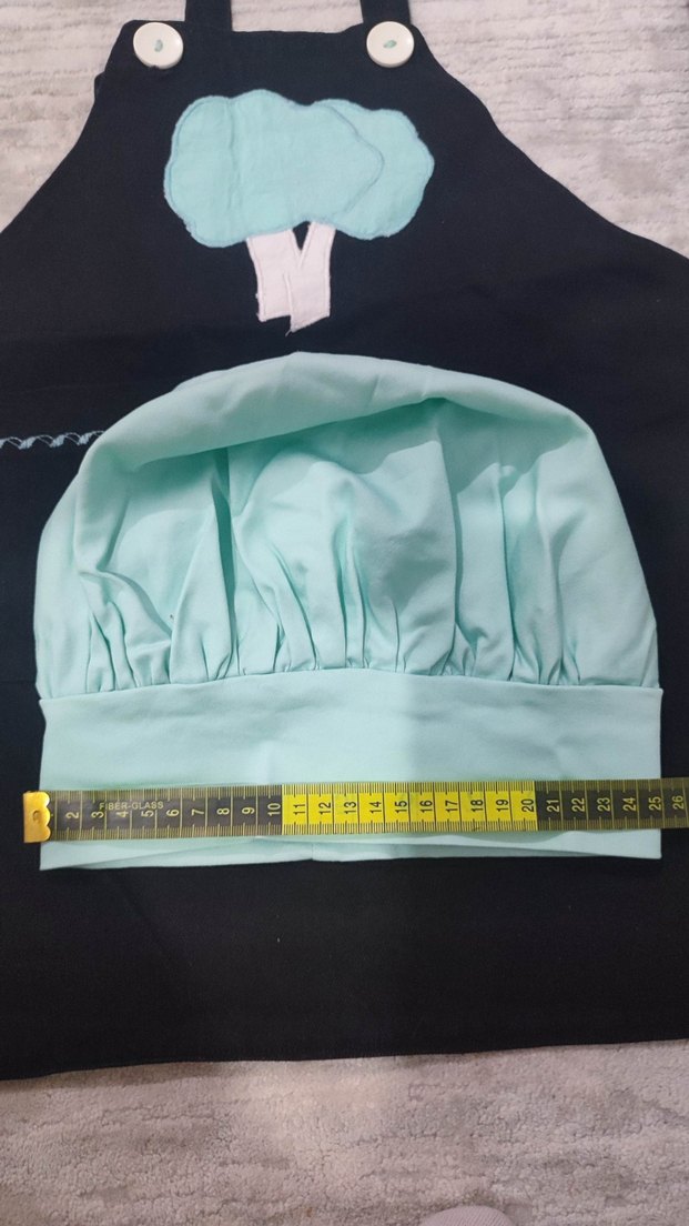 Siyah Baskılı Mutfak Önlüğü ve Şef Şapkası - Görsel 5