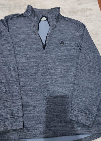 Erkek Gri Yarım Fermuarlı Yüksek Yaka Sweatshirt - Görsel 2