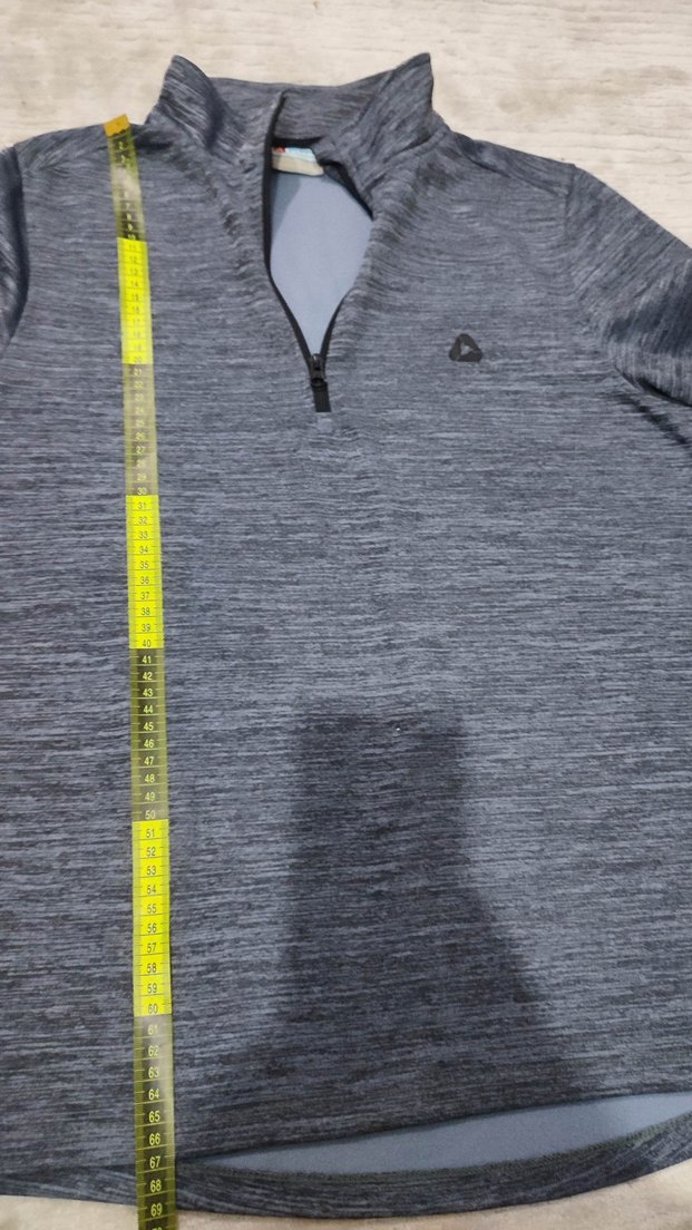 Erkek Gri Yarım Fermuarlı Yüksek Yaka Sweatshirt - Görsel 5