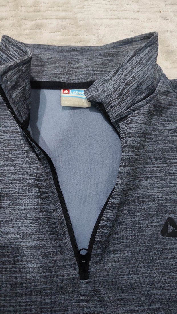 Erkek Gri Yarım Fermuarlı Yüksek Yaka Sweatshirt - Görsel 3