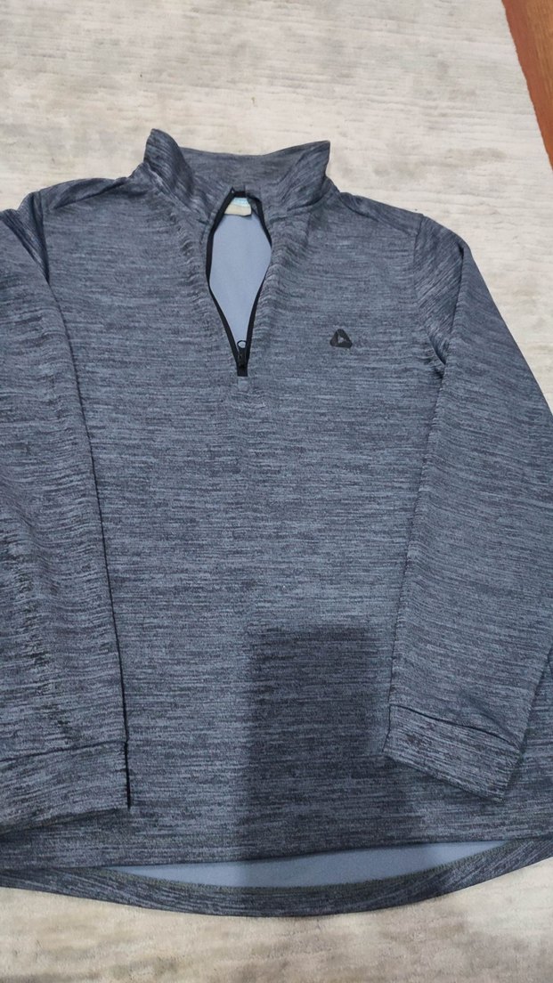 Erkek Gri Yarım Fermuarlı Yüksek Yaka Sweatshirt - Görsel 2