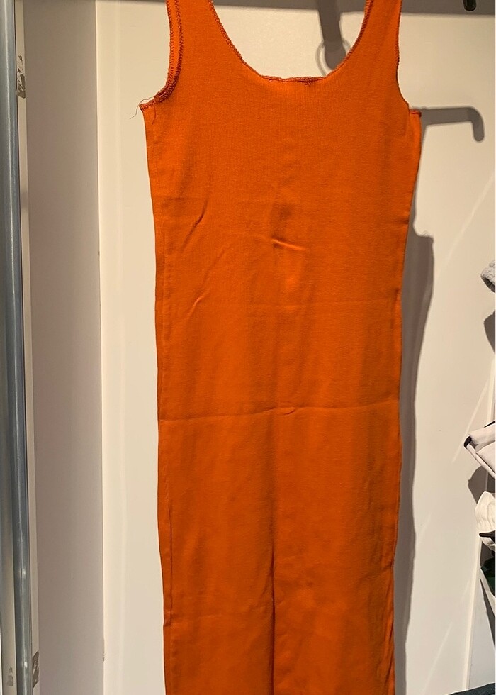 Sateen marka S beden tarçın rengi elbise - Görsel 3