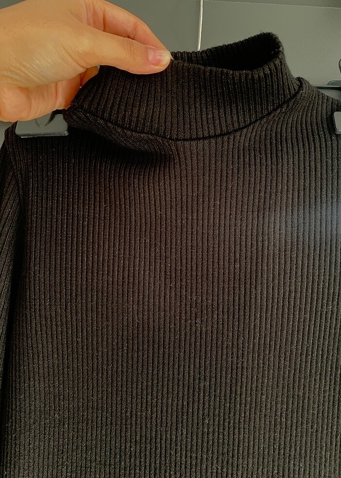 Siyah balıkçı yaka triko elbise - Görsel 3