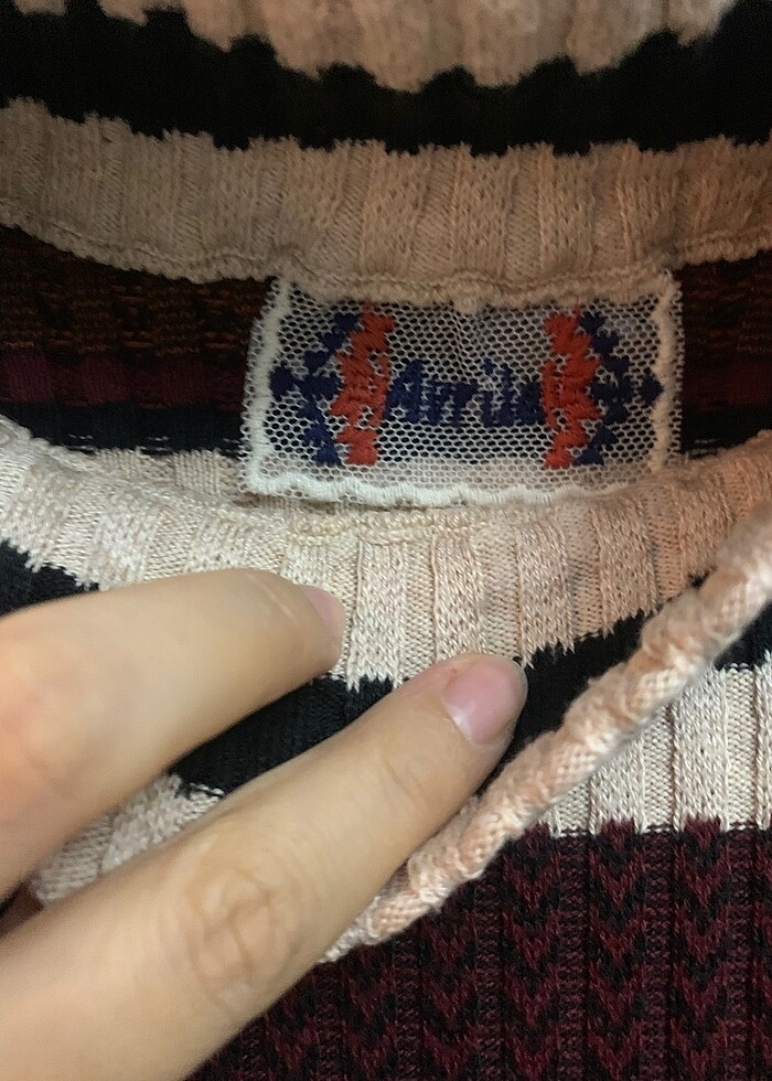 Renkli çizgili balıkçı yaka triko elbise - Görsel 5